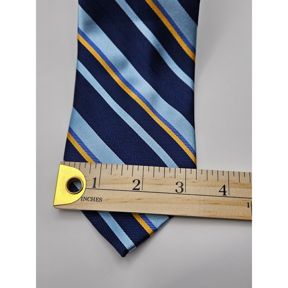 Jos. A. Bank Reserve Silk Tie Mens Navy Blue Gold Striped Extra Long XL Necktie - Picture 2 of 4